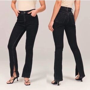 Abercrombie and Fitch The Skinny High Rise Slit Black Jeans size 16 / 33 Short